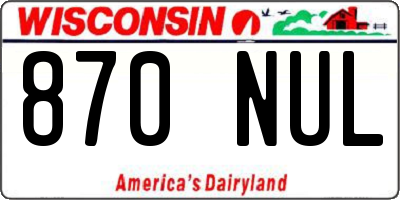 WI license plate 870NUL