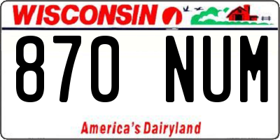 WI license plate 870NUM
