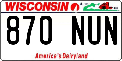 WI license plate 870NUN