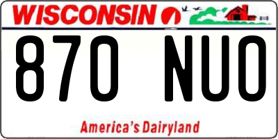 WI license plate 870NUO