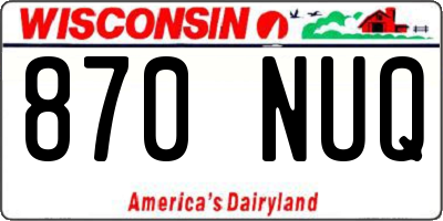 WI license plate 870NUQ