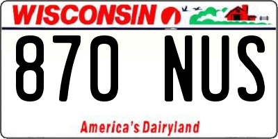 WI license plate 870NUS