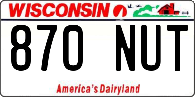 WI license plate 870NUT