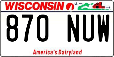 WI license plate 870NUW