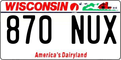 WI license plate 870NUX