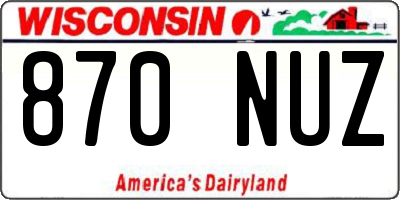 WI license plate 870NUZ