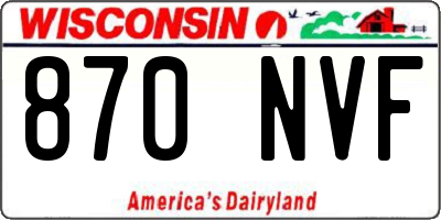 WI license plate 870NVF
