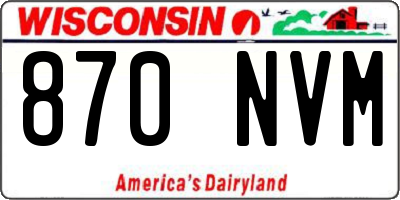 WI license plate 870NVM