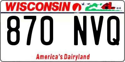 WI license plate 870NVQ