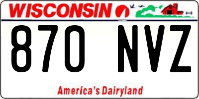 WI license plate 870NVZ