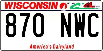 WI license plate 870NWC