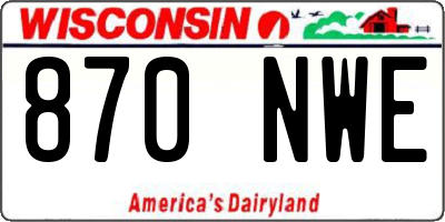 WI license plate 870NWE
