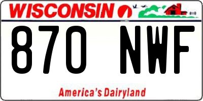 WI license plate 870NWF