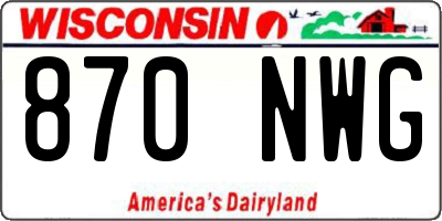 WI license plate 870NWG