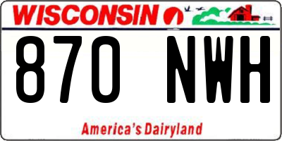 WI license plate 870NWH
