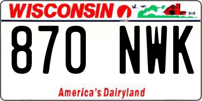WI license plate 870NWK