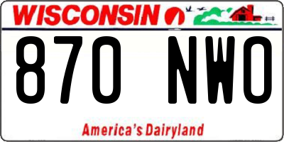 WI license plate 870NWO
