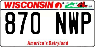 WI license plate 870NWP