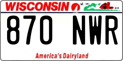 WI license plate 870NWR