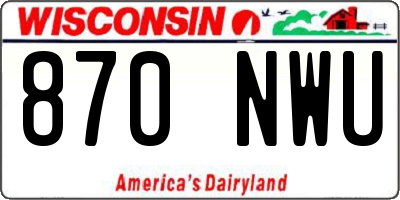 WI license plate 870NWU