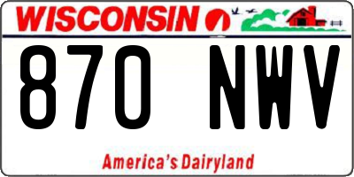 WI license plate 870NWV