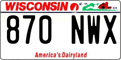 WI license plate 870NWX