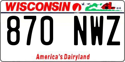 WI license plate 870NWZ