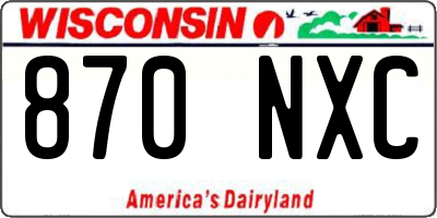 WI license plate 870NXC