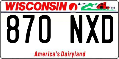 WI license plate 870NXD