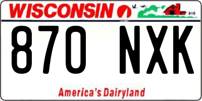 WI license plate 870NXK