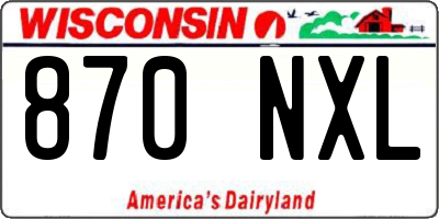 WI license plate 870NXL