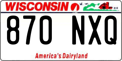 WI license plate 870NXQ