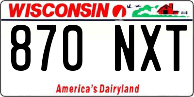 WI license plate 870NXT