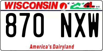 WI license plate 870NXW