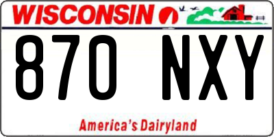 WI license plate 870NXY