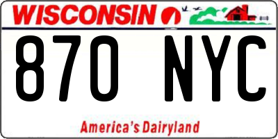 WI license plate 870NYC
