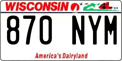 WI license plate 870NYM