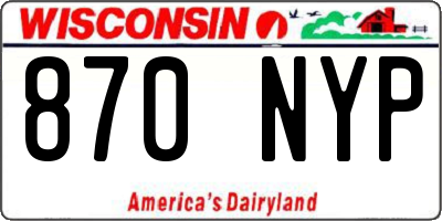 WI license plate 870NYP