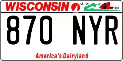 WI license plate 870NYR