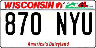 WI license plate 870NYU