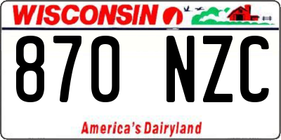 WI license plate 870NZC