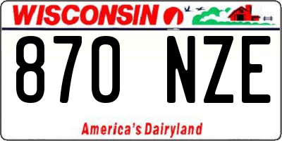 WI license plate 870NZE