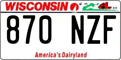 WI license plate 870NZF