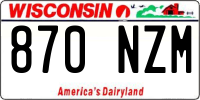 WI license plate 870NZM