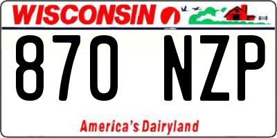 WI license plate 870NZP