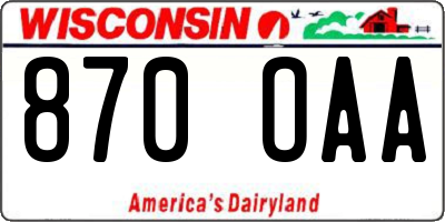 WI license plate 870OAA