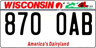 WI license plate 870OAB
