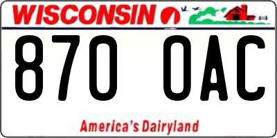 WI license plate 870OAC