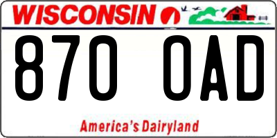 WI license plate 870OAD