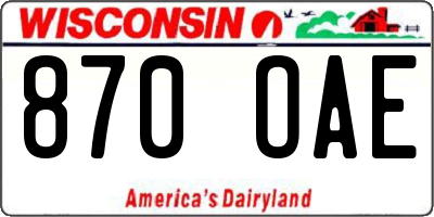 WI license plate 870OAE
